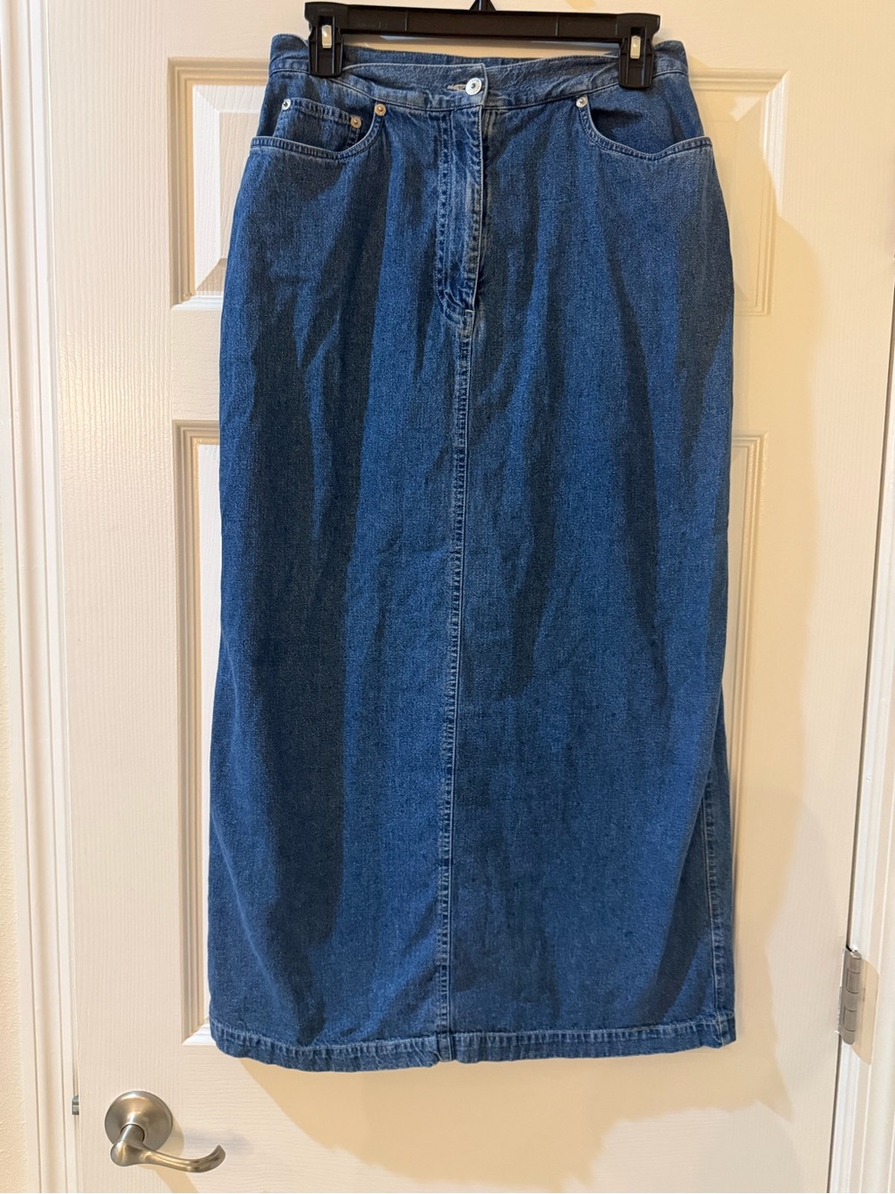 Vintage Marsh Landing 100% Cotton Blue Denim Maxi Skirt With Back Slit